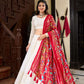 Lorenvalley Fashion White Georgette Lucknowi Paper Mirror Work Lehenga Choli with Dupatta | Swadesiicart