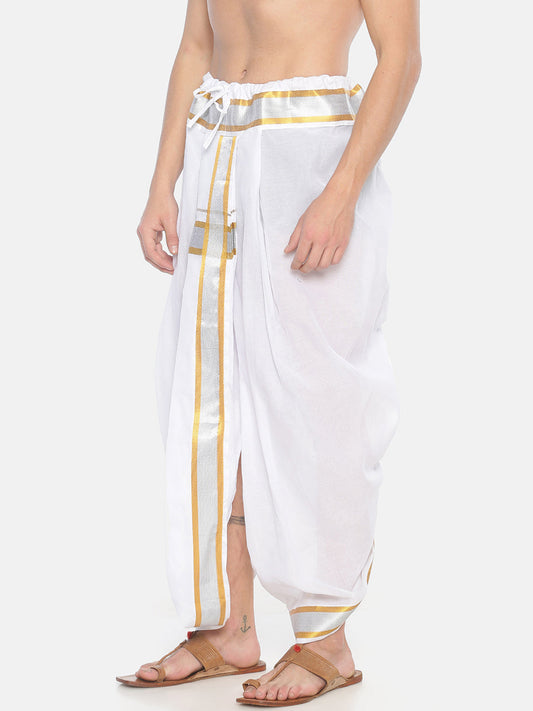 Sethukrishna Men White Solid Pocket Dhoti Pant | Swadesiicart