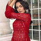 Anaita Red Georgette Stitched Shrug Suit With Sequence Thread Work