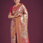 Monjolika Fashion Charming Rani Pink and Gold Soft Banarasi satin Silk Saree With Pretty Blouse Piece | Swadesiicart