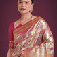 Monjolika Fashion Charming Rani Pink and Gold Soft Banarasi satin Silk Saree With Pretty Blouse Piece | Swadesiicart
