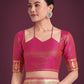Monjolika Fashion Charming Rani Pink and Gold Soft Banarasi satin Silk Saree With Pretty Blouse Piece | Swadesiicart