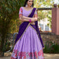 Lorenvalley Fashion Lavender Cotton Silk Thread Embroidery Work Lehenga Choli with Dupatta - Swadesiicart