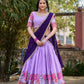 Lorenvalley Fashion Lavender Cotton Silk Thread Embroidery Work Lehenga Choli with Dupatta - Swadesiicart