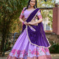 Lorenvalley Fashion Lavender Cotton Silk Thread Embroidery Work Lehenga Choli with Dupatta - Swadesiicart