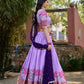 Lorenvalley Fashion Lavender Cotton Silk Thread Embroidery Work Lehenga Choli with Dupatta - Swadesiicart