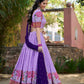 Lorenvalley Fashion Lavender Cotton Silk Thread Embroidery Work Lehenga Choli with Dupatta - Swadesiicart