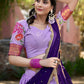 Lorenvalley Fashion Lavender Cotton Silk Thread Embroidery Work Lehenga Choli with Dupatta - Swadesiicart