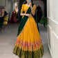 Lorenvalley Fashion Mustard Cotton Silk Thread Embroidery Work Lehenga Choli with Dupatta - Swadesiicart