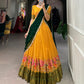 Lorenvalley Fashion Mustard Cotton Silk Thread Embroidery Work Lehenga Choli with Dupatta - Swadesiicart