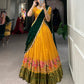 Lorenvalley Fashion Mustard Cotton Silk Thread Embroidery Work Lehenga Choli with Dupatta - Swadesiicart