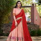 Lorenvalley Fashion Peach Cotton Silk Thread Embroidery Work Lehenga Choli with Dupatta | Swadesiicart