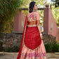 Lorenvalley Fashion Peach Cotton Silk Thread Embroidery Work Lehenga Choli with Dupatta | Swadesiicart