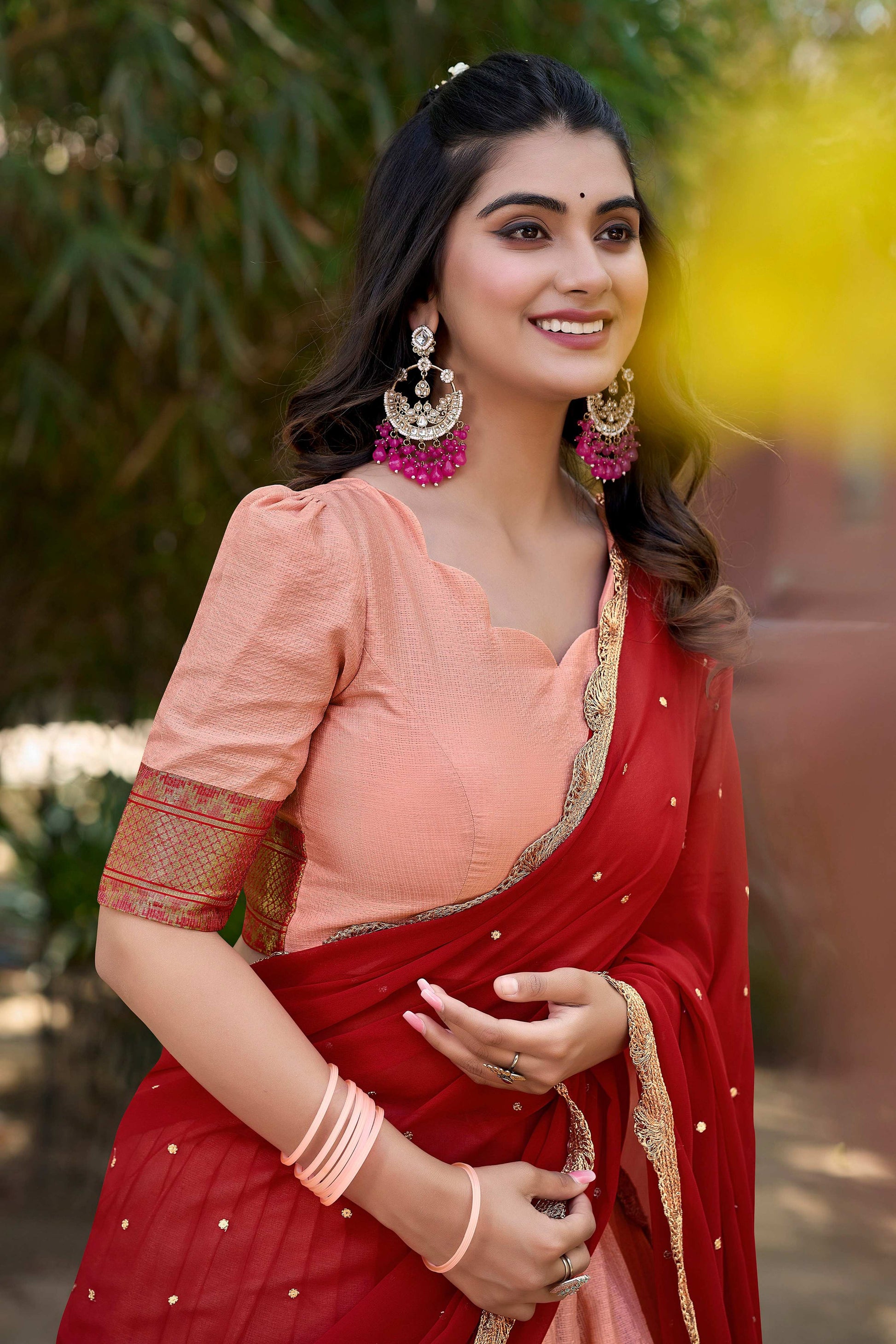 Lorenvalley Fashion Peach Cotton Silk Thread Embroidery Work Lehenga Choli with Dupatta | Swadesiicart