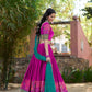 Lorenvalley Fashion Pink Cotton Silk Thread Embroidery Work Lehenga Choli with Dupatta - Swadesiicart