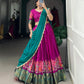Lorenvalley Fashion Pink Cotton Silk Thread Embroidery Work Lehenga Choli with Dupatta - Swadesiicart