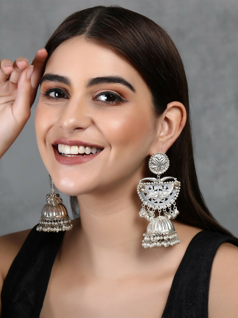 Joban Fashion Women Ghungroo Style Silver Tone Jhumka | Swadesiicart