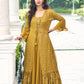 Anaita Mustard Georgette Stitched Shrug Suit With Sequence Thread Work