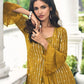 Anaita Mustard Georgette Stitched Shrug Suit With Sequence Thread Work