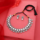 Tehzeeb Creations Silver Plated White Colour Stone Jewellery Choker Necklace Set With Matching Pair of Stud Earrings - Swadesiicart