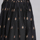 House of RP Women's Black & Golden Rayon Ethnic Printed Circular Skirt | Swadesiicart