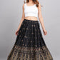 House of RP Women's Black & Golden Rayon Ethnic Printed Circular Skirt | Swadesiicart