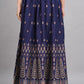 House of RP Women's Blue Rayon Ethnic Printed Circular Skirt | Swadesiicart
