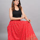 House of RP Women's Red Rayon Ethnic Printed Circular Skirt | Swadesiicart