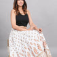 House of RP Women's White Rayon Ethnic Printed Circular Skirt | Swadesiicart