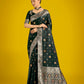 Monjolika Fashion Dark Green Charming Soft Banarasi Zari Woven Designer Satin Silk Saree With Lovely Blouse Piece | Swadesiicart