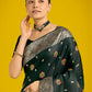 Monjolika Fashion Dark Green Charming Soft Banarasi Zari Woven Designer Satin Silk Saree With Lovely Blouse Piece | Swadesiicart