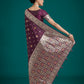 Monjolika Fashion Wine Charming Soft Banarasi Zari Woven Designer Satin Silk Saree With Lovely Blouse Piece | Swadesiicart
