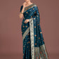 Monjolika Fashion Teal Charming Soft Banarasi Zari Woven Designer Satin Silk Saree With Lovely Blouse Piece | Swadesiicart