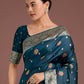 Monjolika Fashion Teal Charming Soft Banarasi Zari Woven Designer Satin Silk Saree With Lovely Blouse Piece | Swadesiicart