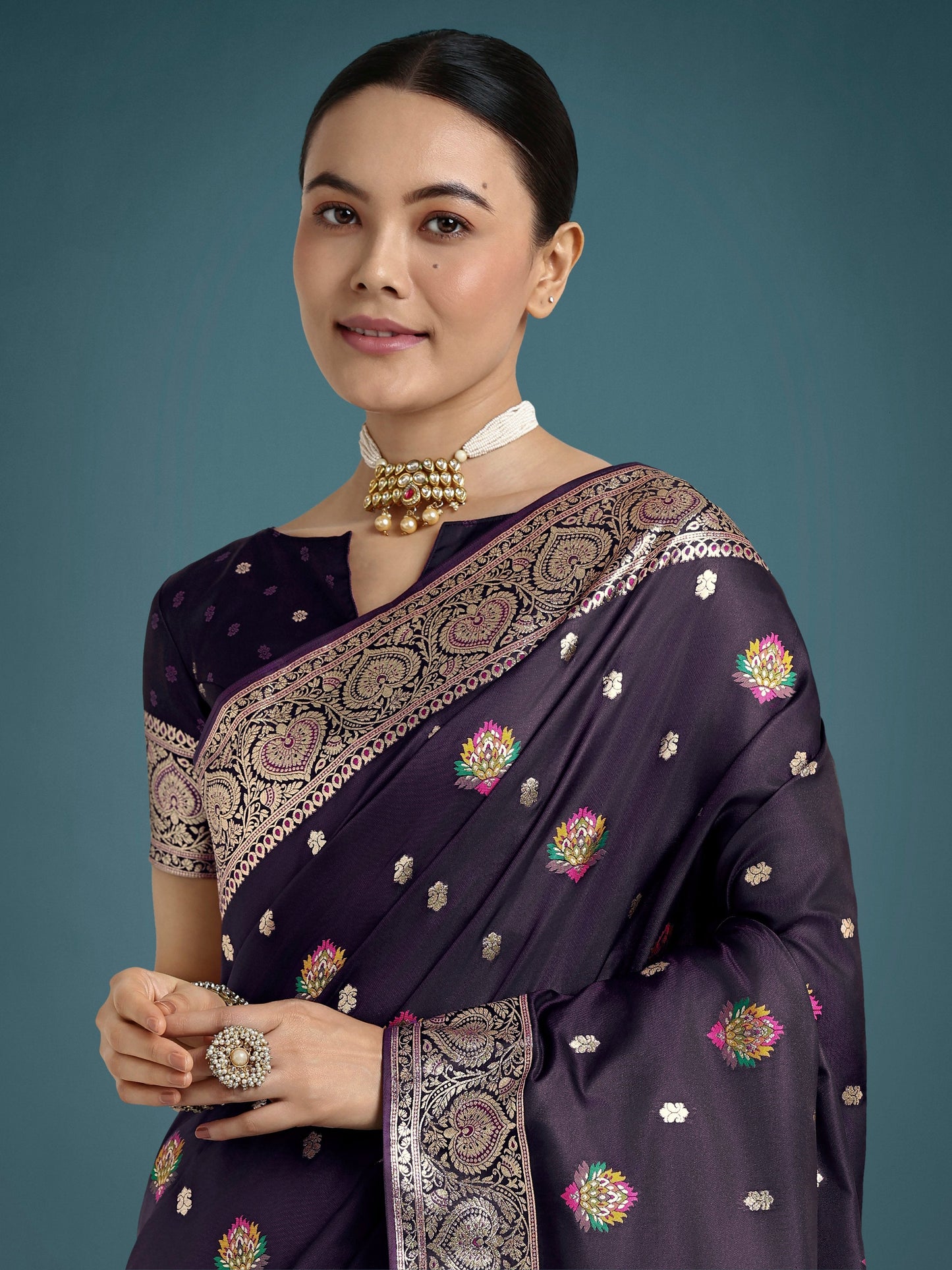 Monjolika Fashion Purple Charming Soft Banarasi Zari Woven Designer Satin Silk Saree With Lovely Blouse Piece | Swadesiicart