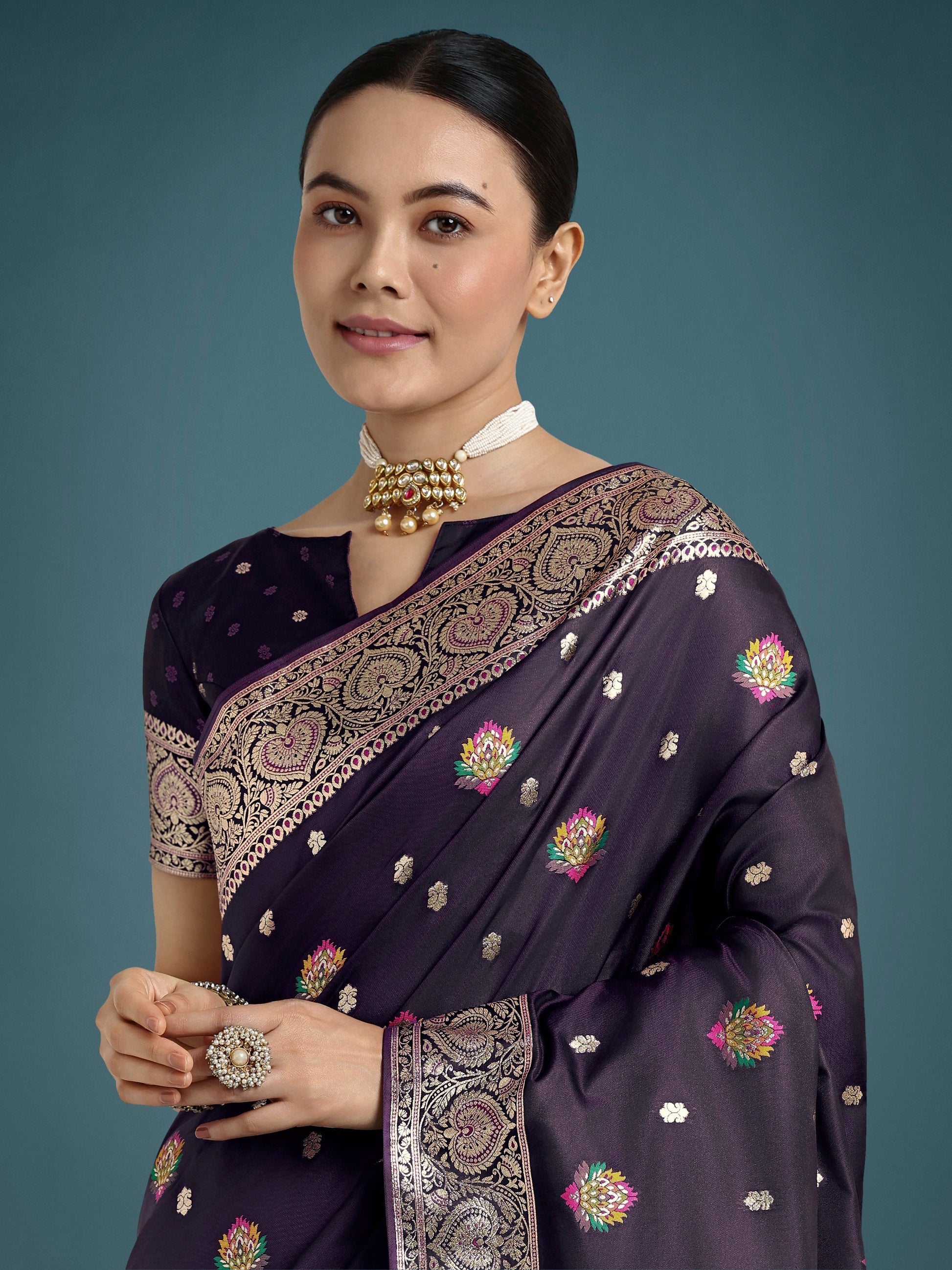 Monjolika Fashion Purple Charming Soft Banarasi Zari Woven Designer Satin Silk Saree With Lovely Blouse Piece | Swadesiicart