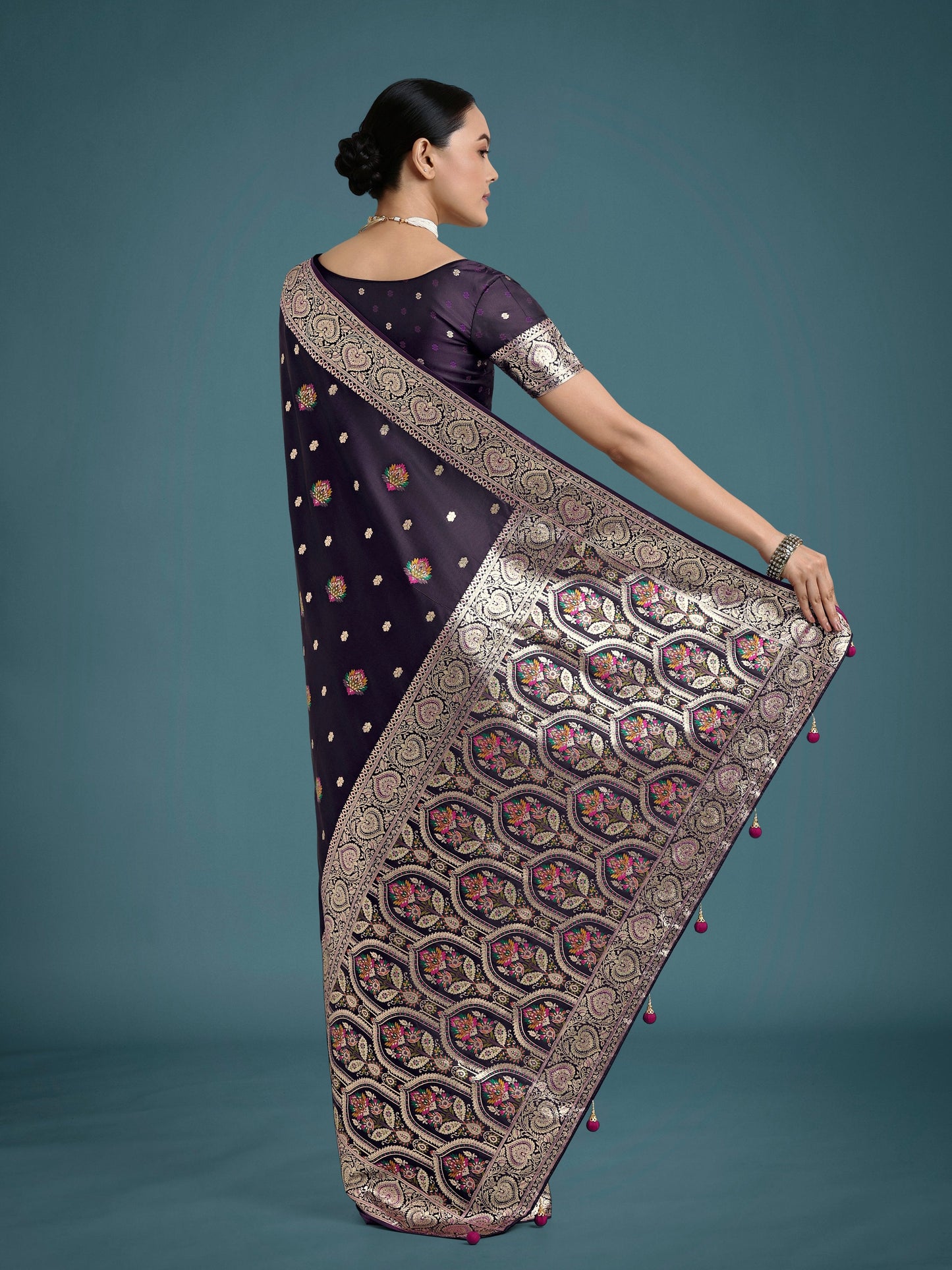Monjolika Fashion Purple Charming Soft Banarasi Zari Woven Designer Satin Silk Saree With Lovely Blouse Piece | Swadesiicart