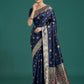 Monjolika Fashion Navy blue Charming Soft Banarasi Zari Woven Designer Satin Silk Saree With Lovely Blouse Piece | Swadesiicart