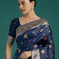 Monjolika Fashion Navy blue Charming Soft Banarasi Zari Woven Designer Satin Silk Saree With Lovely Blouse Piece | Swadesiicart