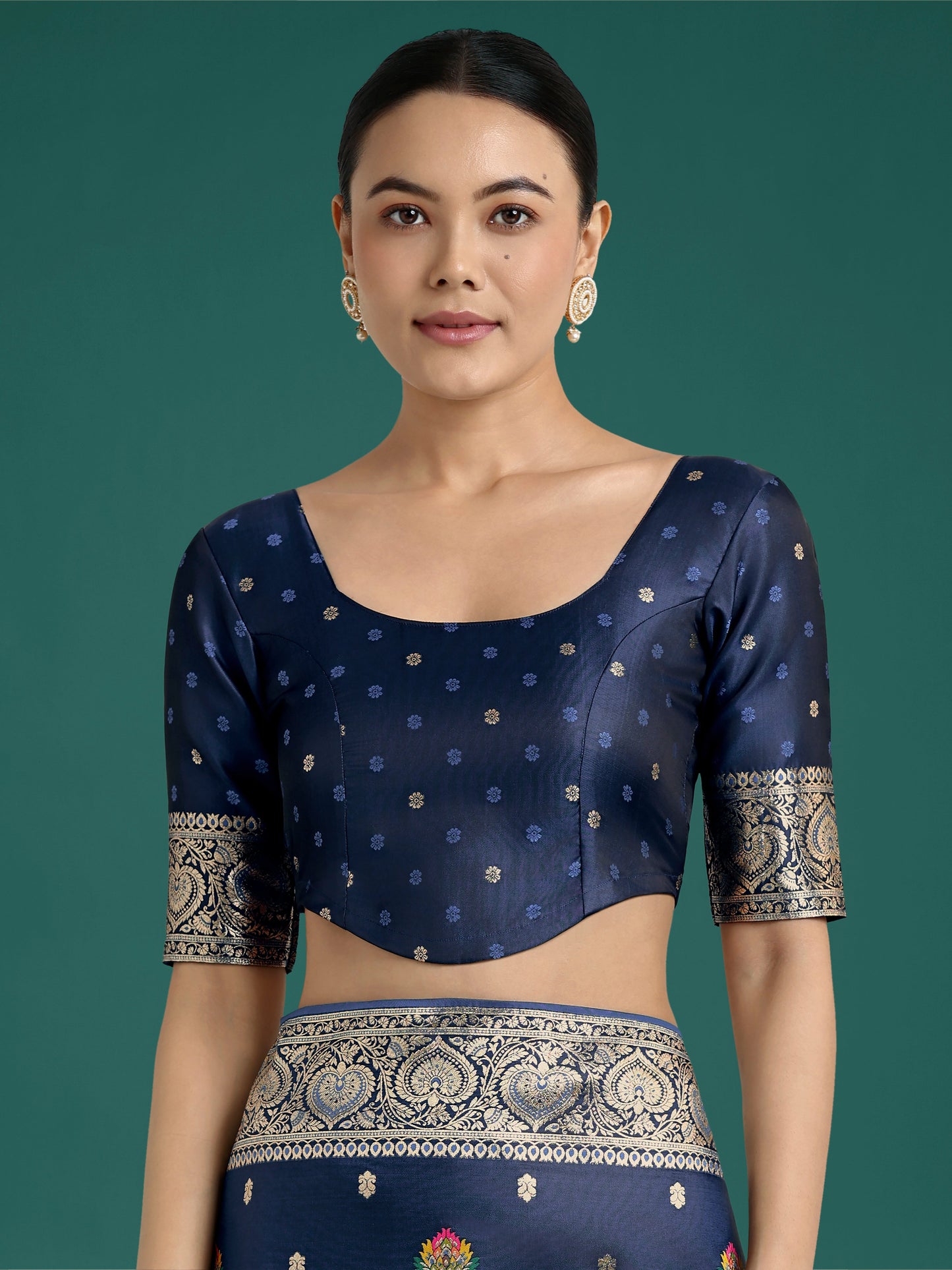 Monjolika Fashion Navy blue Charming Soft Banarasi Zari Woven Designer Satin Silk Saree With Lovely Blouse Piece | Swadesiicart