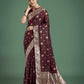 Monjolika Fashion Maroon Charming Soft Banarasi Zari Woven Designer Satin Silk Saree With Lovely Blouse Piece | Swadesiicart