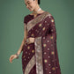 Monjolika Fashion Maroon Charming Soft Banarasi Zari Woven Designer Satin Silk Saree With Lovely Blouse Piece | Swadesiicart