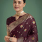 Monjolika Fashion Maroon Charming Soft Banarasi Zari Woven Designer Satin Silk Saree With Lovely Blouse Piece | Swadesiicart