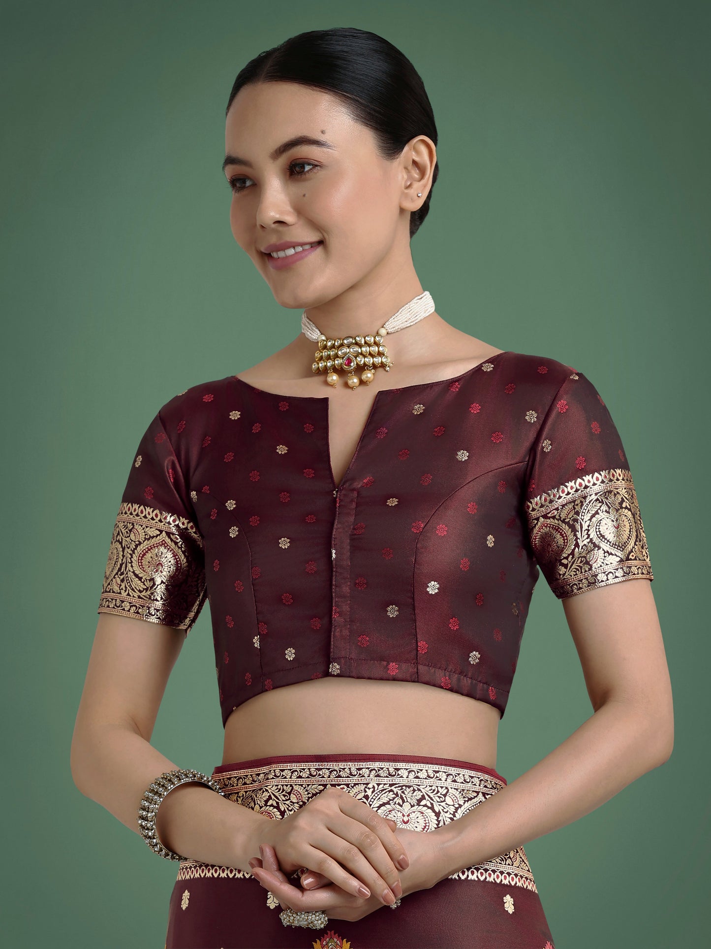 Monjolika Fashion Maroon Charming Soft Banarasi Zari Woven Designer Satin Silk Saree With Lovely Blouse Piece | Swadesiicart