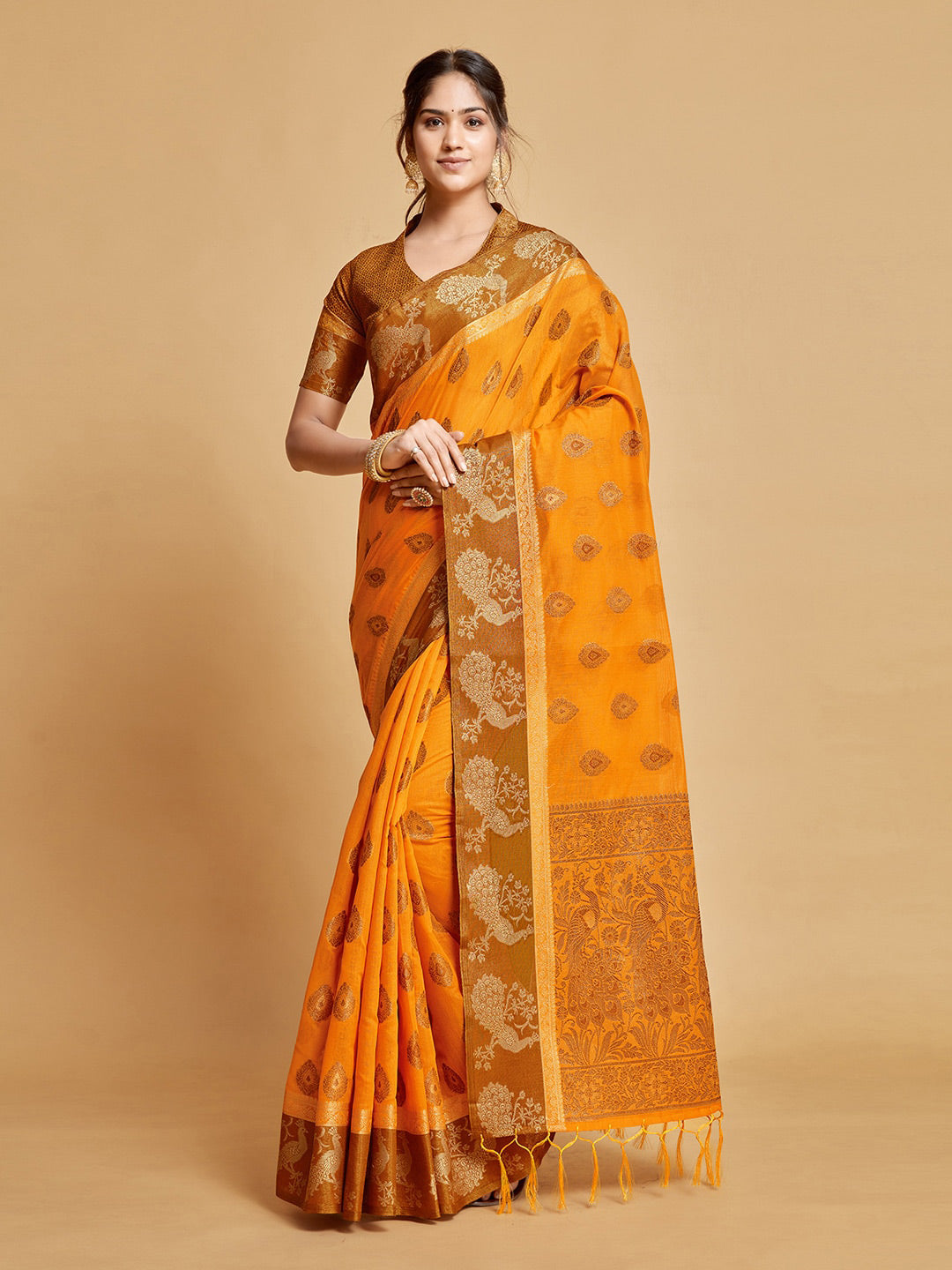 Sangria Ethnic Motifs Woven Design Art Silk Banarasi Saree | Swadesiicart