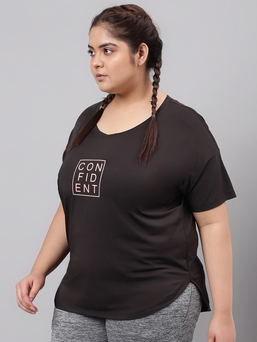 MKH Plus Size Typography Printed Relaxed Fit Dri-FIT Sports T-shirt - Swadesiicart