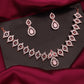 Tehzeeb Creations Pink Colour Diamond Choker Necklace Jewellery Set With Matching Pair of Earrings For Women And Girls - Swadesiicart