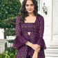 Anaita Purple Georgette Stitched Shrug Suit With Sequence Thread Work