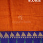 Orange Coloured Saree With Contrast Royal Blue Printed Semi Soft Silk Kota Saree By Gayathri Reddy Designer Studio | Swadesiicart