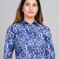 House of RP Women's Blue Cotton Floral Printed Casual Shirt | Swadesiicart